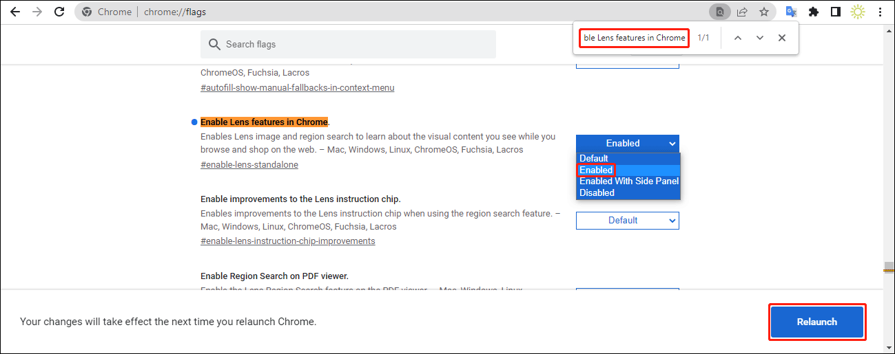 enable Lens features in Chrome