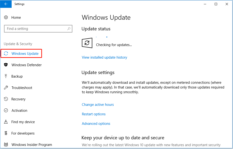 select the button to update Windows