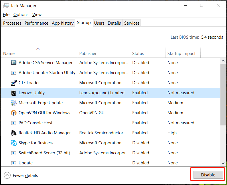 disable Lenovo Utility