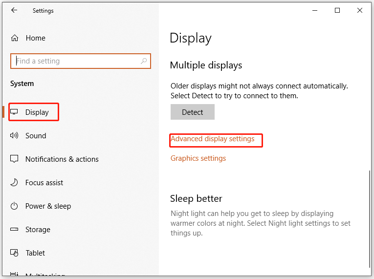 choose Advanced display settings