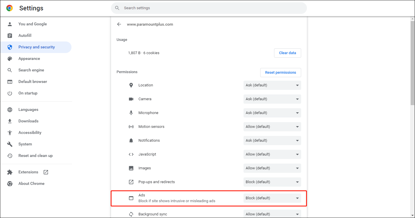 choose Site settings