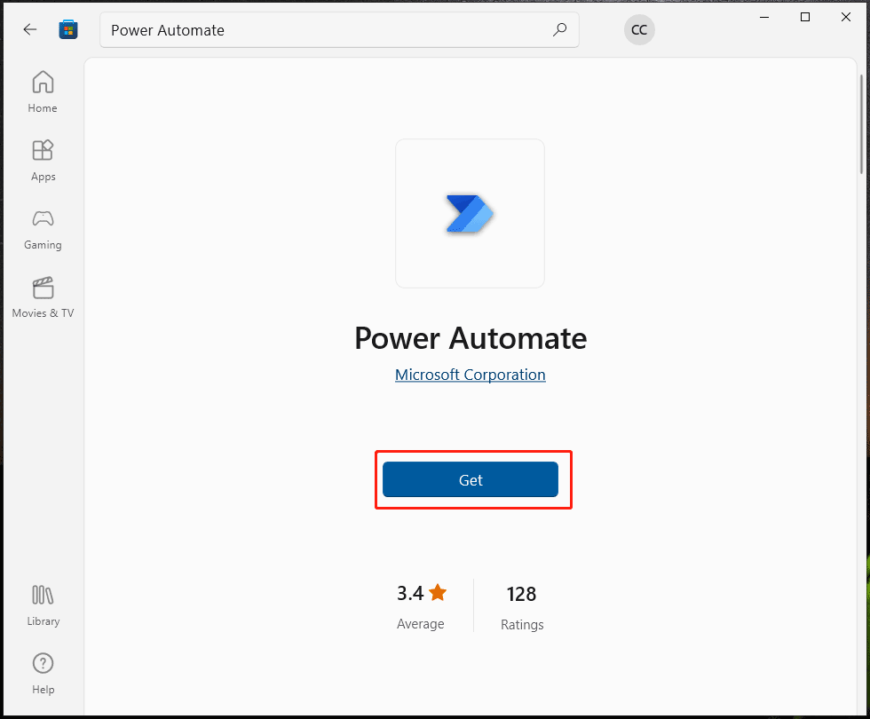 install Power Automate in Microsoft Store
