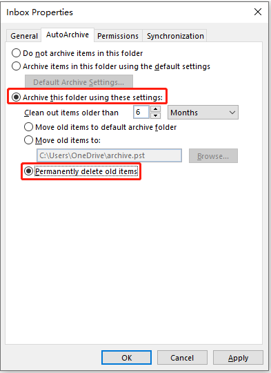 select the button to change Outlook settings