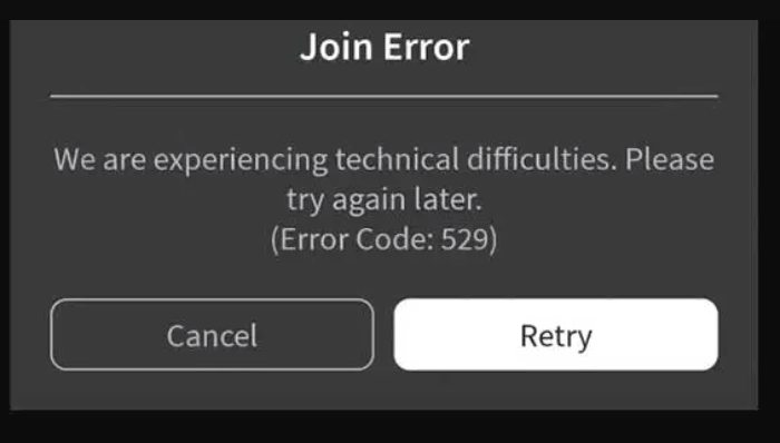 error code 529 Roblox