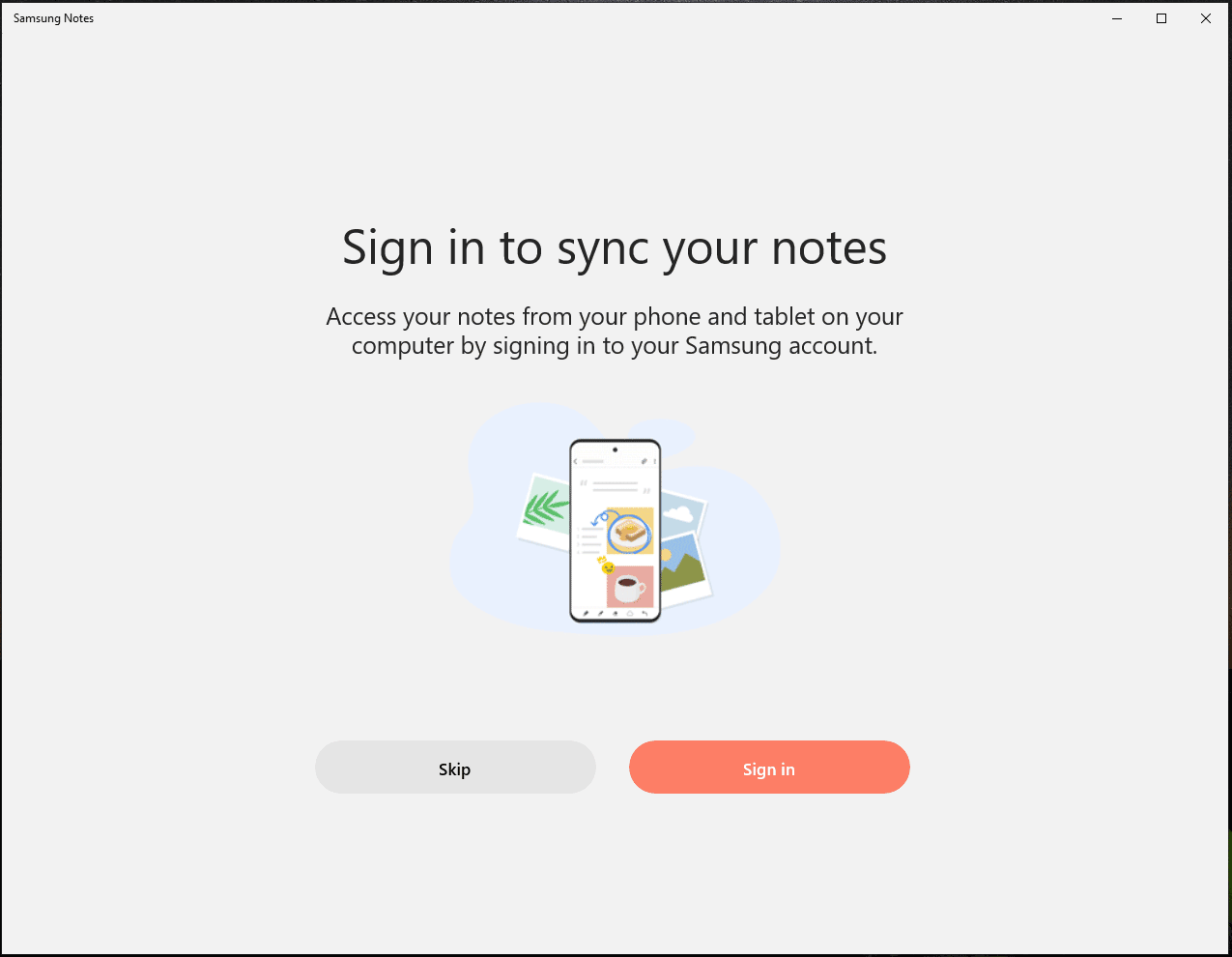 sign in Samsung Notes