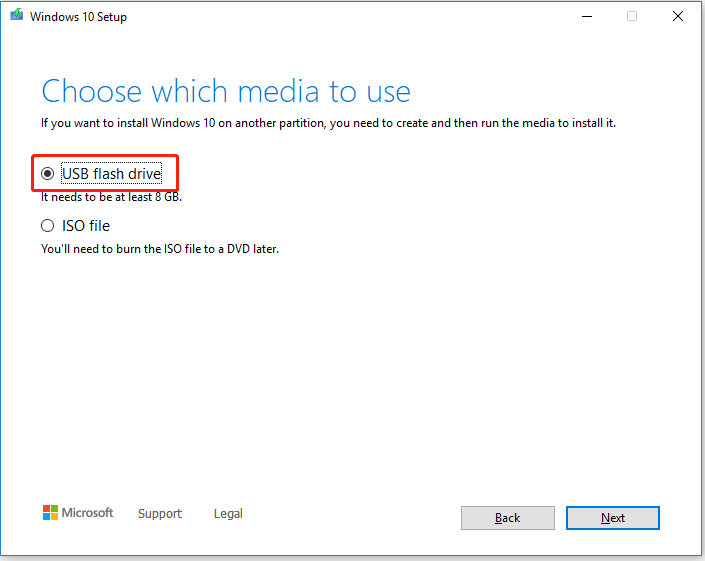 select the correct media to install Windows 10