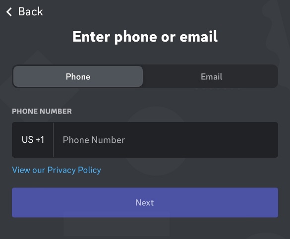 enter phone or email