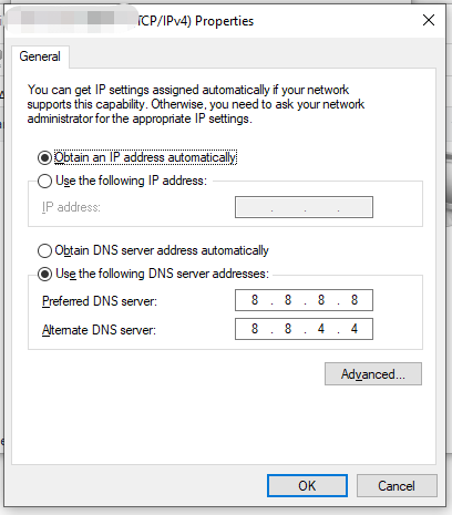 change DNS server
