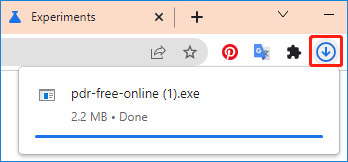 the Chrome download bubble