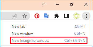 the New Incognito windows option is grayed out