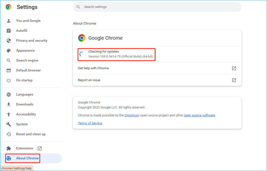 update Chrome to the latest version