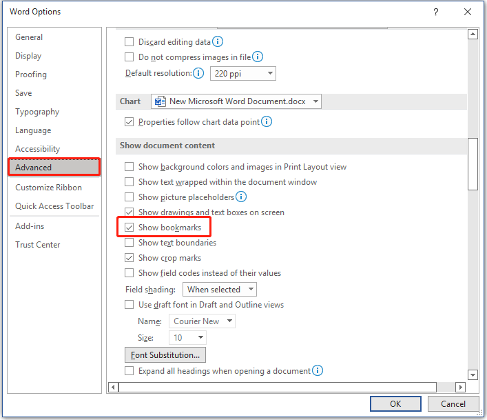 Manage bookmarks in microsoft word add delete show link minitool