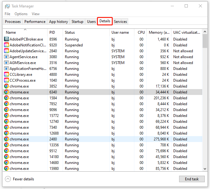 go to the Details tab