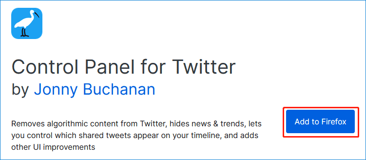get Control Panel for Twitter in Firefox