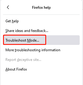 click Troubleshoot Mode…