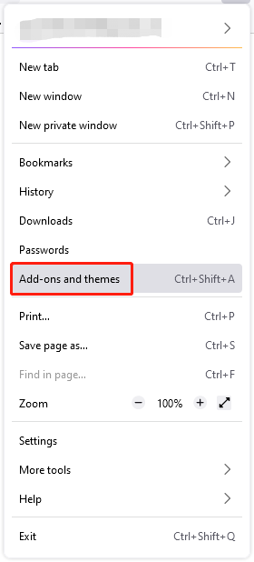 click the Add-ons and themes option