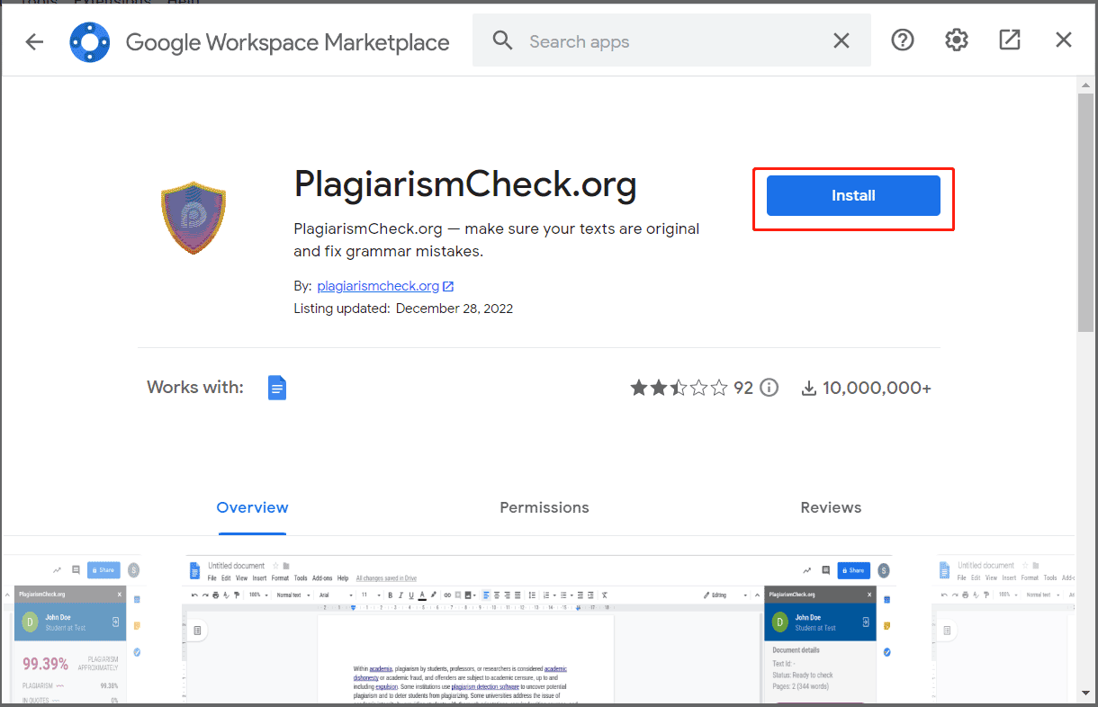 PlagiarismCheck.org add-on