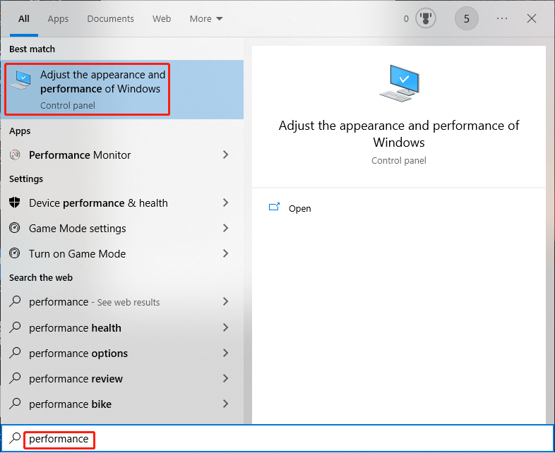 search for performance