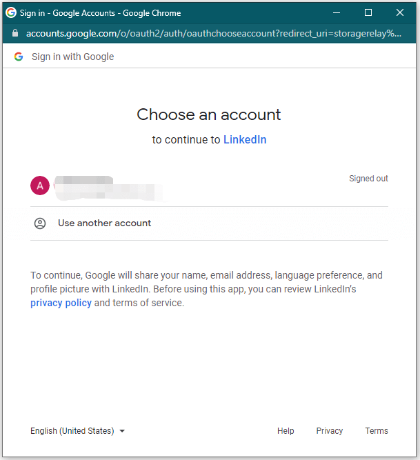 sign in to LinkedIn with Google