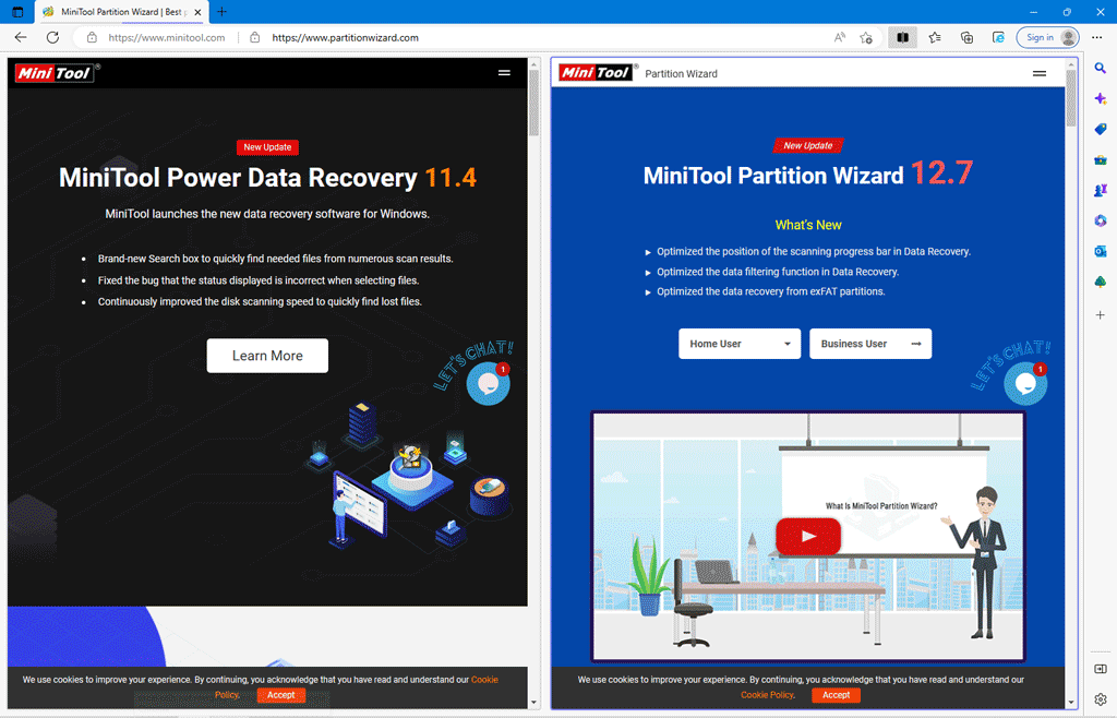 make Edge show two pages side by side