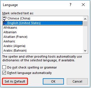 set a proofing language