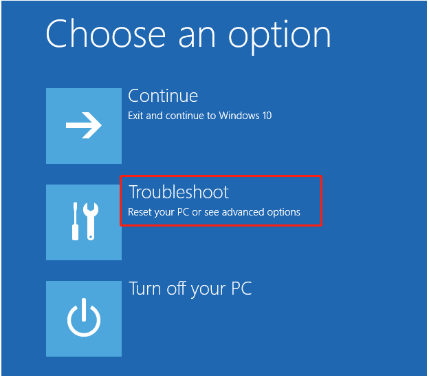 select Troubleshoot