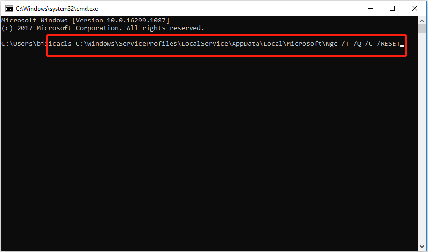 input the command to reset ACL