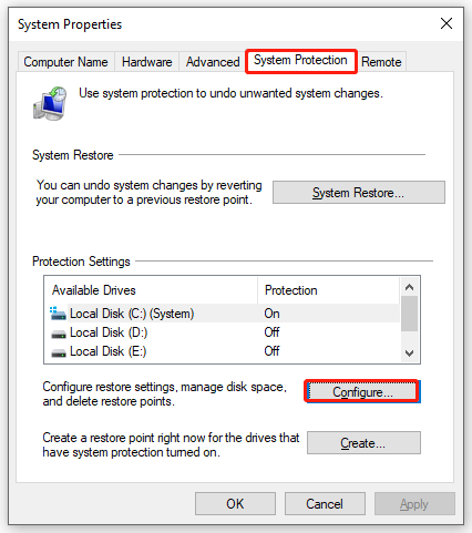 hit Configure