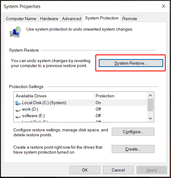 click System Restore…
