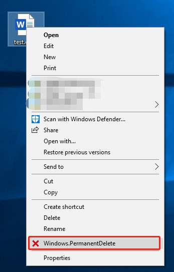 show the Permanently delete option