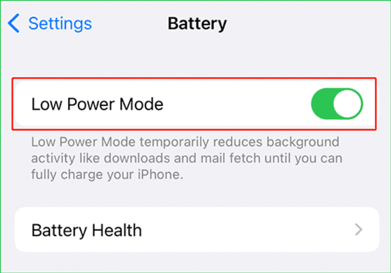 disable low power mode