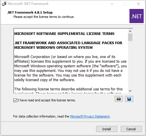 install .NET Framework 4.8.1