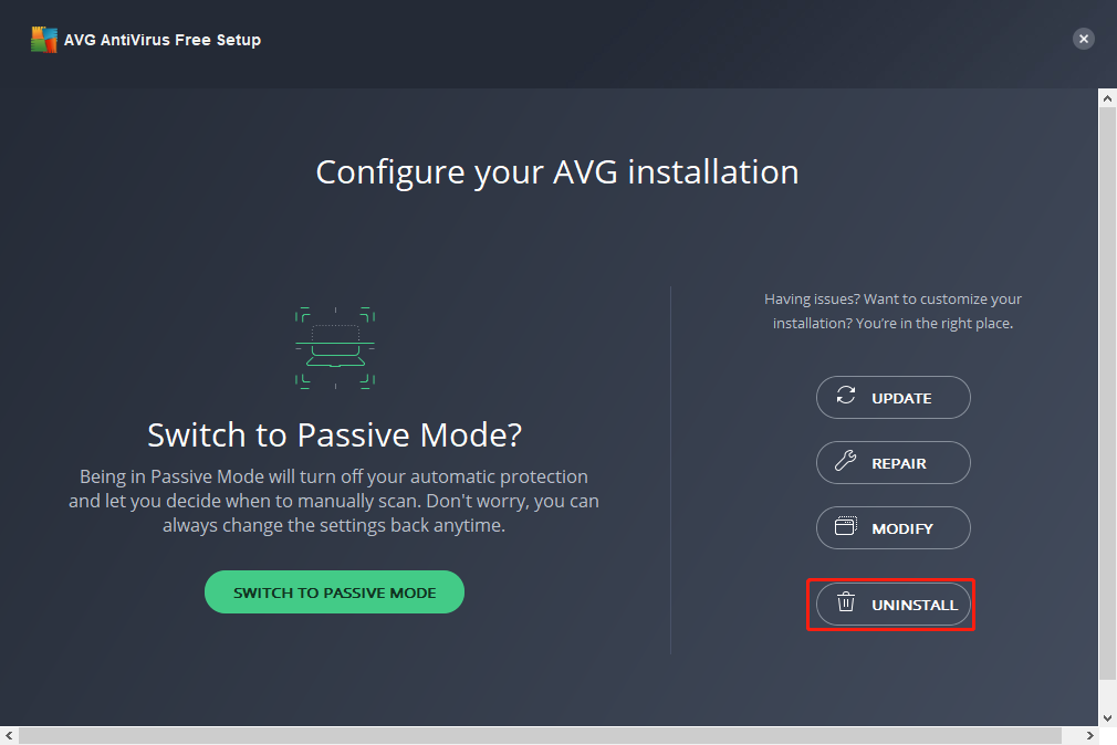 configure your AVG installation