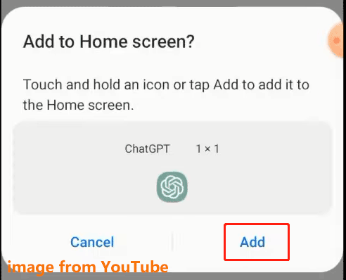 add ChatGPT to home screen on Android