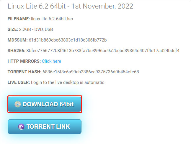 click the DOWNLOAD 64bit button