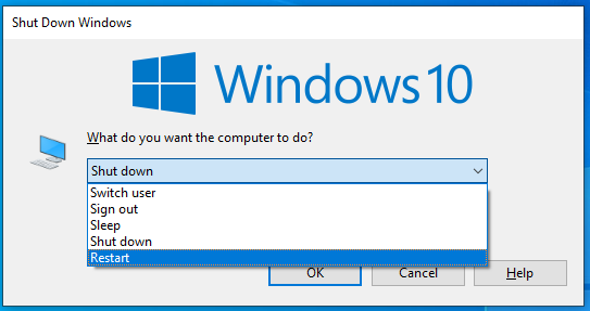 select Restart
