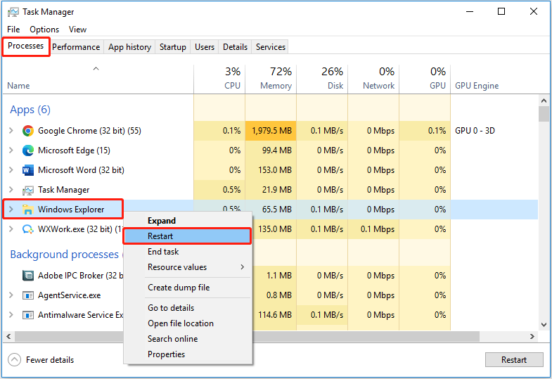 restart File Explorer