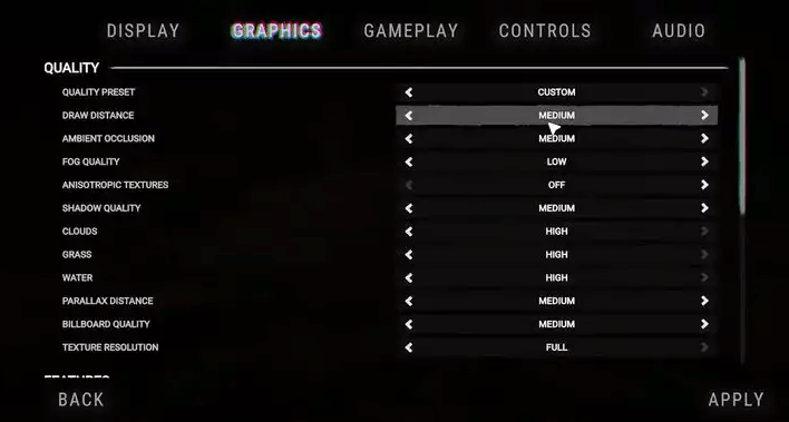 graphics Settings on Sons of the Forest