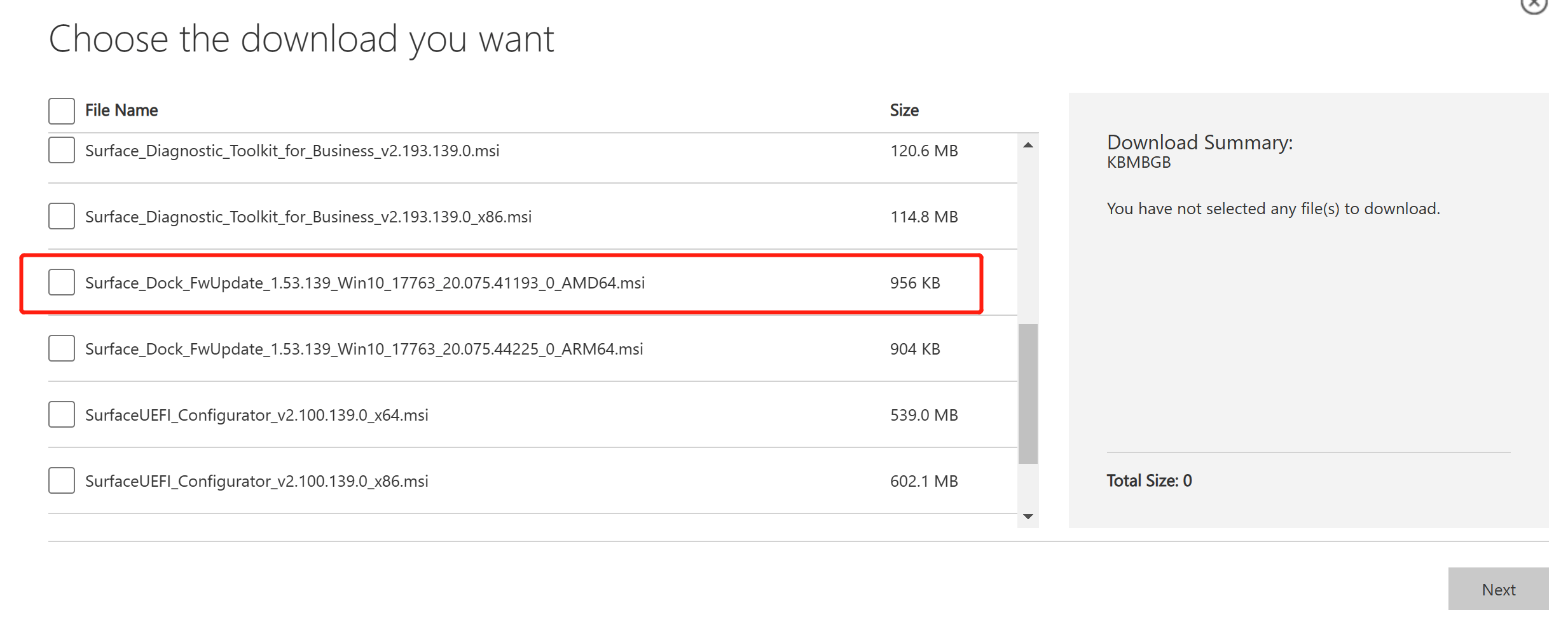 download Surface Dock firmware updater