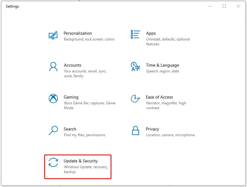 choose Update & Security