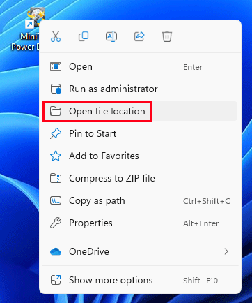 select Open file location