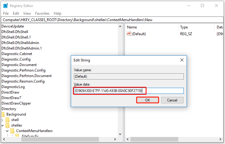 set the correct value data