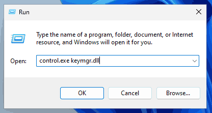 open Credential Manager Windows 11 from Run