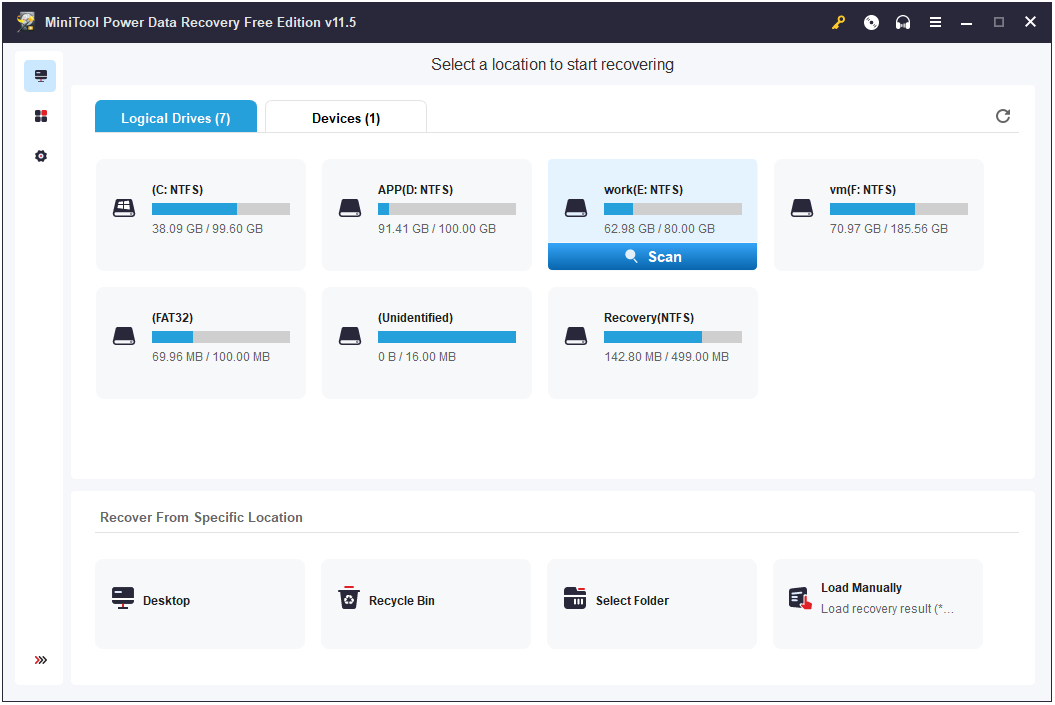 main interface of MiniTool Power Data Recovery