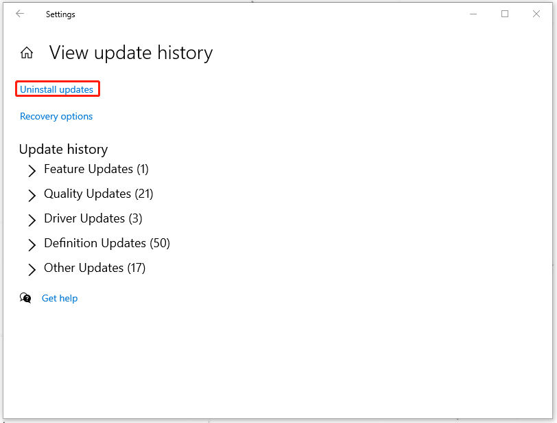 choose Uninstall updates