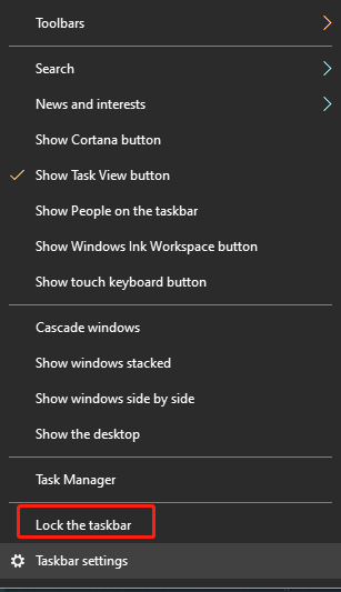 lock the taskbar