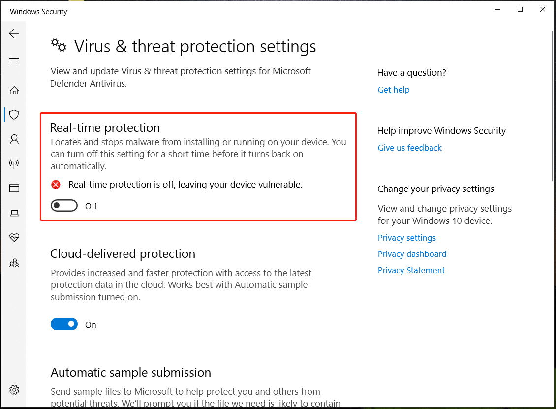 disable Windows Security