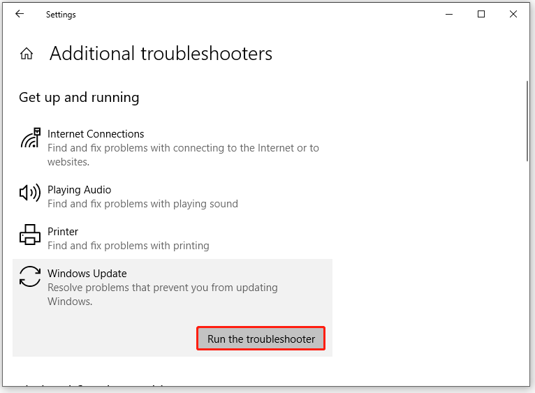 hit the troubleshooter