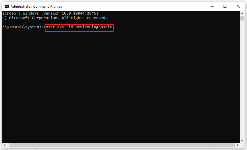 run Hardware and Device troubleshooter