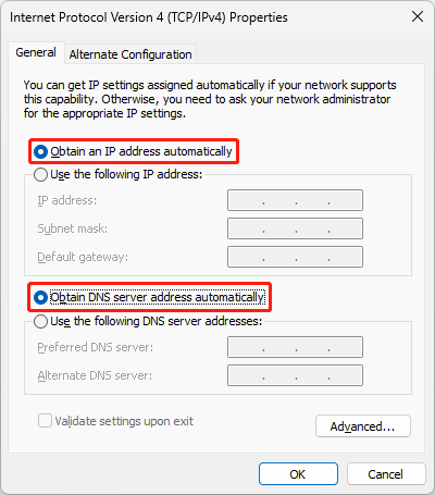 disable static IP configurations